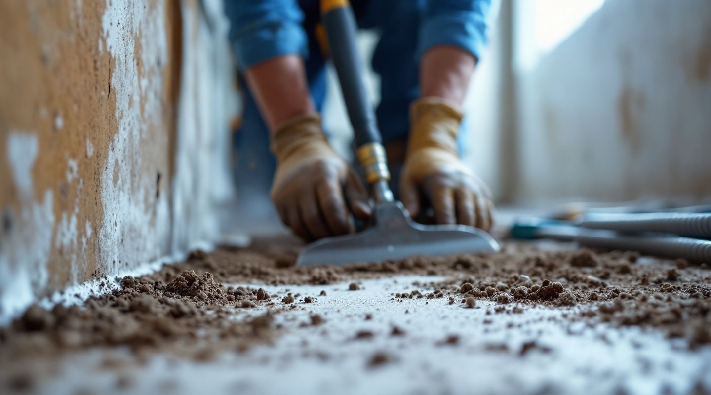 IICRC-certified technicians inspecting a damp crawl space for mold growth in Austin