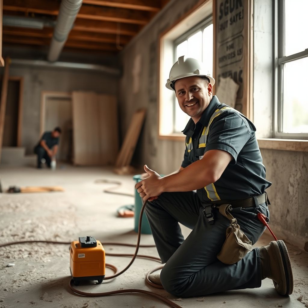 A certified mold remediation technician in Manor, Texas, explaining the remediation process to a homeowner, showing a clear, professional approach.