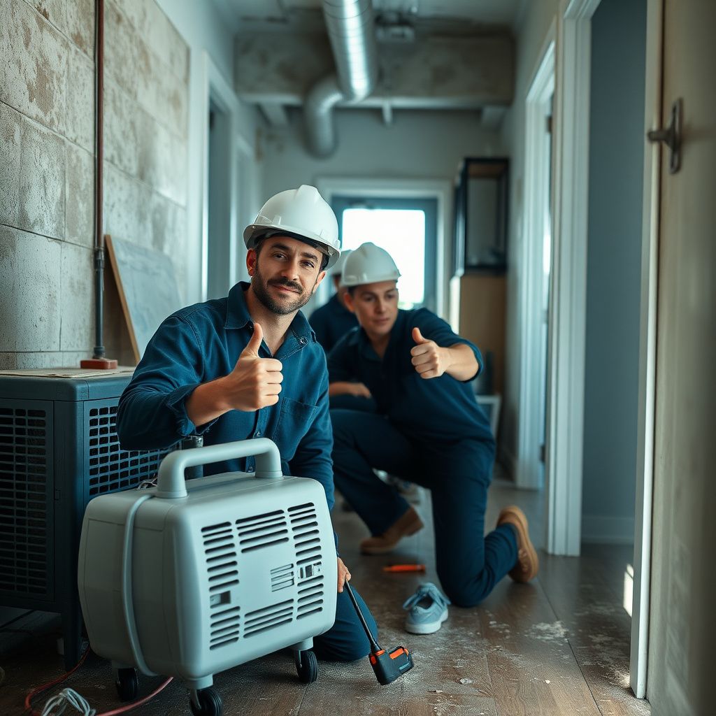 A professional mold remediation technician explaining the process to a homeowner in a clean, restored room in Taylor, Texas.